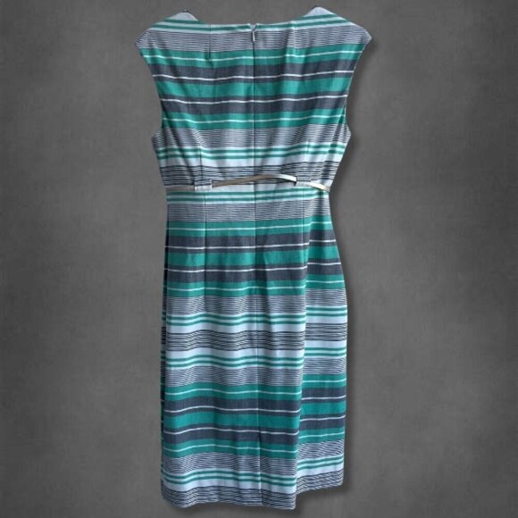 Calvin Klein Striped Sheath Dress with Metallic Belt Sleeveless Multicolor 8 NWT - Picture 3 of 9